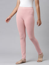 Load image into Gallery viewer, Go Colors Baby Pink Cotton Stretch  Ankle Length Leggings
