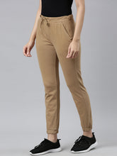 Load image into Gallery viewer, Go Colors Khaki Cotton Poly Stretch Cuffed Joggers
