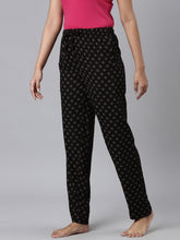 Load image into Gallery viewer, Go Colors Black Woven Viscose Printed Lounge Pants

