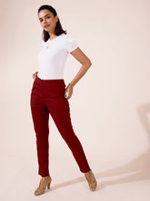 Load image into Gallery viewer, Go Colors Maroon Linen Pencil Pant
