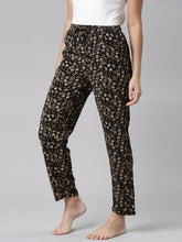 Load image into Gallery viewer, Go Colors Black Woven Viscose Printed Lounge Pants
