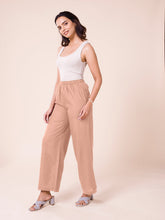 Load image into Gallery viewer, Go Colors Dusty Pink Viscose Blend Linen Palazzos
