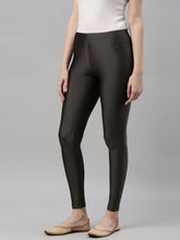 Load image into Gallery viewer, Go Colors Silver Grey Nylon Stretch Shimmer Leggings
