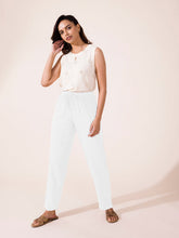 Load image into Gallery viewer, Go Colors White Woven Viscose Casual Pants
