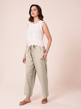 Load image into Gallery viewer, Go Colors Light Beige Cotton Wide Leg Pants
