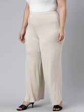 Load image into Gallery viewer, Go Colors Light Beige Viscose Knit Palazzo
