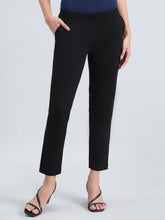 Load image into Gallery viewer, Go Colors Black Ponte Smart Fit Kurti Pant
