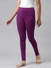 Load image into Gallery viewer, Go Colors Medium Purple Cotton Stretch  Ankle Length Leggings
