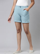 Load image into Gallery viewer, Go Colors Dusty Blue Cotton Knit Shorts

