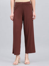 Load image into Gallery viewer, Go Colors Brown Drop Needle Fabric Rib Palazzo
