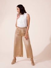 Load image into Gallery viewer, Go Colors Gold Polyester Shiny Palazzo

