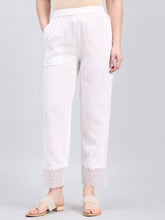 Load image into Gallery viewer, Go Colors White Organza Ethnic Pant
