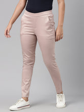 Load image into Gallery viewer, Go Colors Baby Pink Woven Cotton Stretch Treggings
