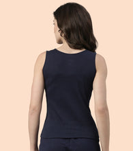 Load image into Gallery viewer, Enamor Sleeveless Scoop Neck Regular Length Tank Top For Women - Relaxed Fit, Soft and Breathable Cotton - E025 (Navy)
