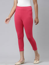 Load image into Gallery viewer, Go Colors Coral Cotton Stretch  Cropped Leggings
