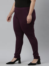 Load image into Gallery viewer, Go Colors Dark Wine Roma Ponte Pants
