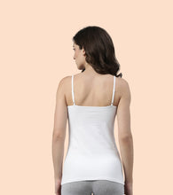 Load image into Gallery viewer, Enamor Sleeveless Scoop Neck Regular Length Camisole For Women - Slim Fit, Soft Stretch Cotton - E003 (White)
