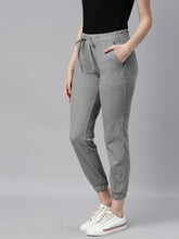 Load image into Gallery viewer, Go Colors Grey Melanges Cotton Poly Stretch Cuffed Joggers
