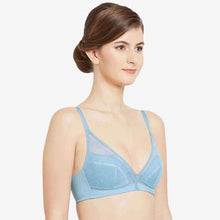 Load image into Gallery viewer, Wacoal Looping Padded Non-wired  3/4th Cup Everyday Wear Medium coverage Lace Bra - Blue LSF100
