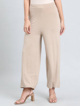 Load image into Gallery viewer, Go Colors Dark Beige Viscose Knit Palazzo
