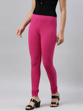 Load image into Gallery viewer, Go Colors Dark Rose Cotton Stretch Ankle Length Leggings
