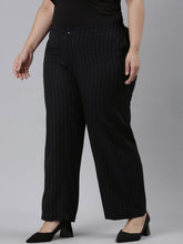 Load image into Gallery viewer, Go Colors Black Cotton Stripes Cargo Pant
