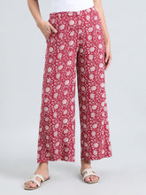 Load image into Gallery viewer, Go Colors Dark Pink Woven Viscose Printed Palazzo
