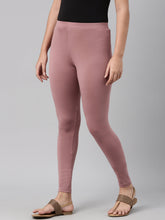 Load image into Gallery viewer, Go Colors Dusty Voilet Cotton Stretch Ankle Length Leggings
