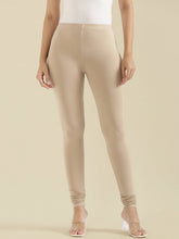 Load image into Gallery viewer, Go Colors Dark Beige Cotton Stretch Churidar
