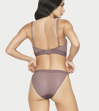 Load image into Gallery viewer, Enamor Lit String Bikini for Women Low Waist, Lace Front, Mesh Back - SMP02 (Deep Taupe)
