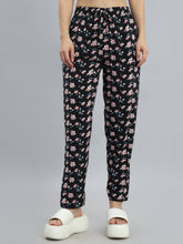 Load image into Gallery viewer, Go Colors Black Woven Viscose Printed Lounge Pants
