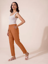 Load image into Gallery viewer, Go Colors Rust Crepe Tapered Trouser
