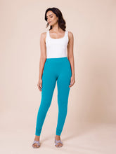 Load image into Gallery viewer, Go Colors Peacock Blue Cotton Stretch Churidar

