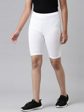 Load image into Gallery viewer, Go Colors White Cotton Stretch  Cycling Shorts
