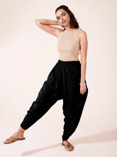 Load image into Gallery viewer, Go Colors Black Woven Viscose Harem Dhoti Pant

