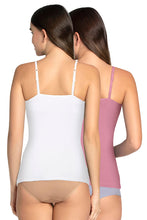 Load image into Gallery viewer, Amante Shelf Support Straight Neck Sleeveless Camisole (Pack of 2) - White_Wildrose 84902
