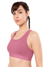 Load image into Gallery viewer, Amante Energize Medium Impact Round Neck Sports Bra - Heather Rose 98701
