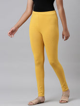 Load image into Gallery viewer, Go Colors Golden Yellow Cotton Stretch  Ankle Length Leggings
