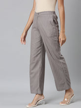 Load image into Gallery viewer, Go Colors Grey Cotton Stripes Cargo Pant
