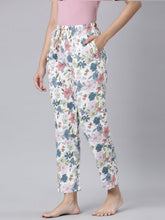 Load image into Gallery viewer, Go Colors White Woven Viscose Printed Lounge Pants

