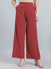 Load image into Gallery viewer, Go Colors Red Woven Viscose Printed Palazzo
