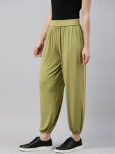 Load image into Gallery viewer, Go Colors Pista Green Viscose Stretch Harems
