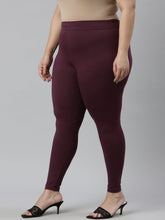 Load image into Gallery viewer, Go Colors Dark Purple Cotton Stretch Cropped Leggings
