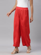 Load image into Gallery viewer, Go Colors Bright Red Polyester Shiny Palazzo
