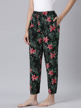 Load image into Gallery viewer, Go Colors Black Woven Viscose Printed Lounge Pants
