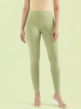 Load image into Gallery viewer, Go Colors Pastel Green Cotton Stretch Ankle Length Leggings
