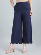 Load image into Gallery viewer, Go Colors Navy Cotton Hakoba Palazzo
