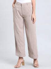 Load image into Gallery viewer, Go Colors Light Chocolate Crepe Wide Trouser
