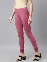 Load image into Gallery viewer, Go Colors Light Wine Cotton Stretch Ankle Length Leggings
