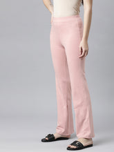 Load image into Gallery viewer, Go Colors Baby Pink Cotton Stretch Flared Pant
